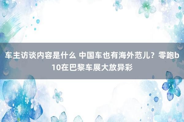 车主访谈内容是什么 中国车也有海外范儿？零跑b10在巴黎车展大放异彩