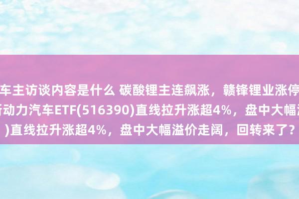 车主访谈内容是什么 碳酸锂主连飙涨，赣锋锂业涨停、宁德期间涨3%，新动力汽车ETF(516390)直线拉升涨超4%，盘中大幅溢价走阔，回转来了？