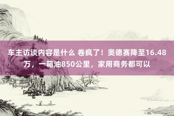 车主访谈内容是什么 卷疯了！奥德赛降至16.48万，一箱油850公里，家用商务都可以