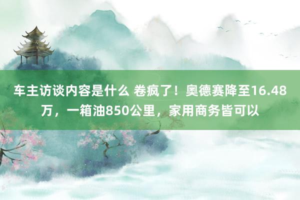 车主访谈内容是什么 卷疯了！奥德赛降至16.48万，一箱油850公里，家用商务皆可以