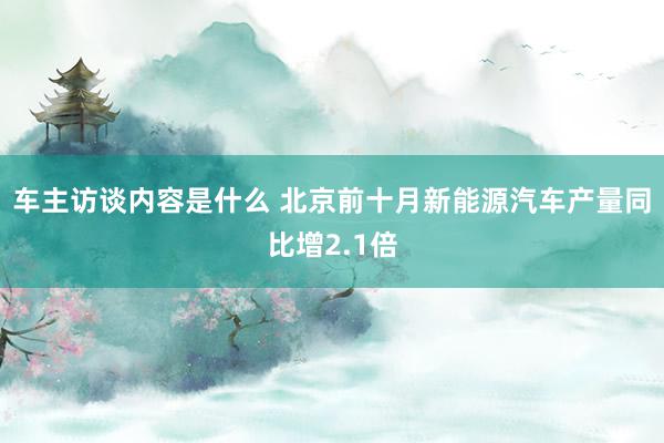 车主访谈内容是什么 北京前十月新能源汽车产量同比增2.1倍