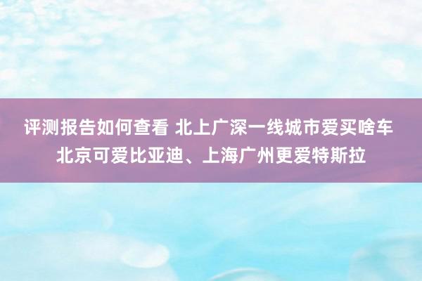 评测报告如何查看 北上广深一线城市爱买啥车 北京可爱比亚迪、上海广州更爱特斯拉