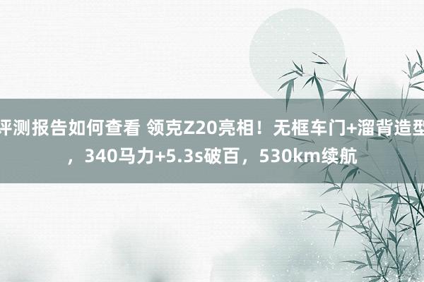 评测报告如何查看 领克Z20亮相！无框车门+溜背造型，340马力+5.3s破百，530km续航