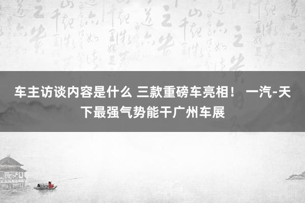 车主访谈内容是什么 三款重磅车亮相！ 一汽-天下最强气势能干广州车展