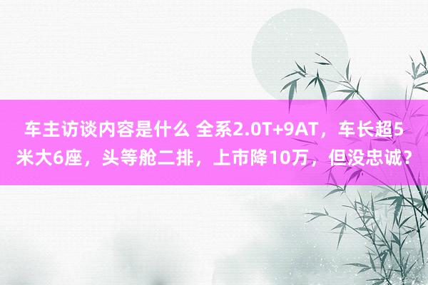 车主访谈内容是什么 全系2.0T+9AT，车长超5米大6座，头等舱二排，上市降10万，但没忠诚？