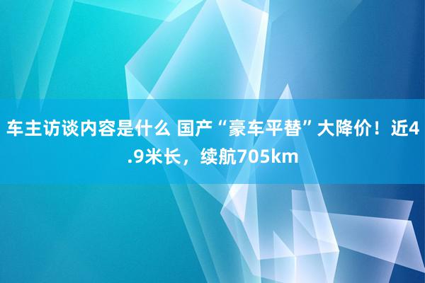 车主访谈内容是什么 国产“豪车平替”大降价！近4.9米长，续航705km