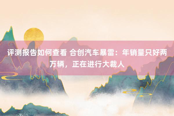 评测报告如何查看 合创汽车暴雷：年销量只好两万辆，正在进行大裁人