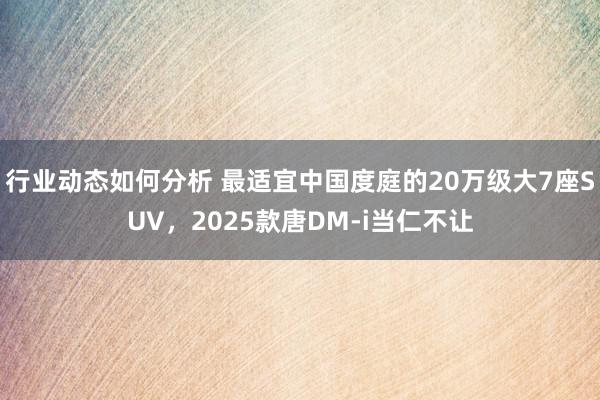 行业动态如何分析 最适宜中国度庭的20万级大7座SUV，2025款唐DM-i当仁不让