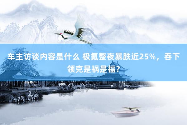 车主访谈内容是什么 极氪整夜暴跌近25%，吞下领克是祸是福？