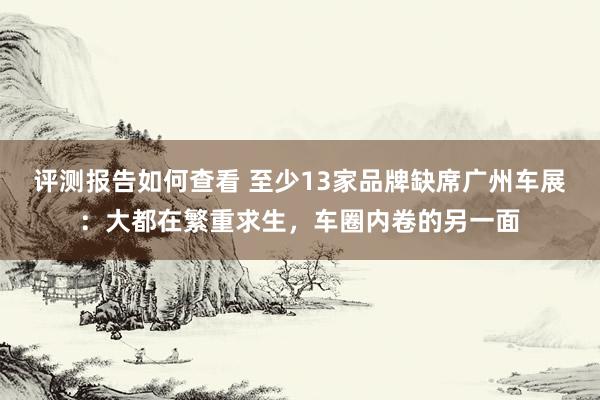 评测报告如何查看 至少13家品牌缺席广州车展：大都在繁重求生，车圈内卷的另一面