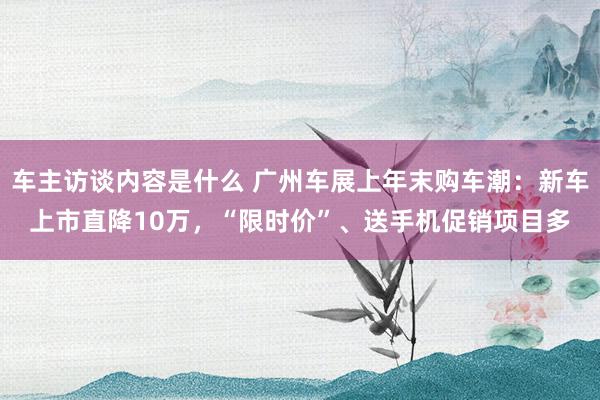 车主访谈内容是什么 广州车展上年末购车潮：新车上市直降10万，“限时价”、送手机促销项目多