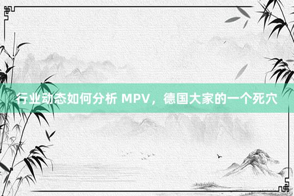 行业动态如何分析 MPV，德国大家的一个死穴