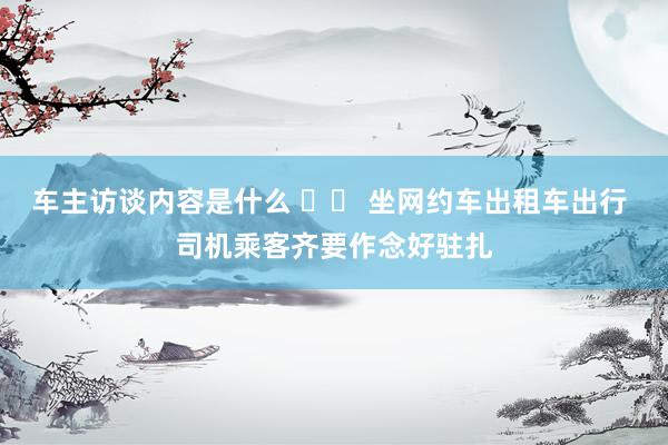 车主访谈内容是什么 		 坐网约车出租车出行 司机乘客齐要作念好驻扎