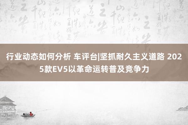 行业动态如何分析 车评台|坚抓耐久主义道路 2025款EV5以革命运转普及竞争力