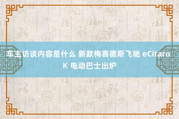 车主访谈内容是什么 新款梅赛德斯飞驰 eCitaro K 电动巴士出炉