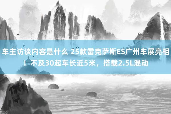 车主访谈内容是什么 25款雷克萨斯ES广州车展亮相！不及30起车长近5米，搭载2.5L混动