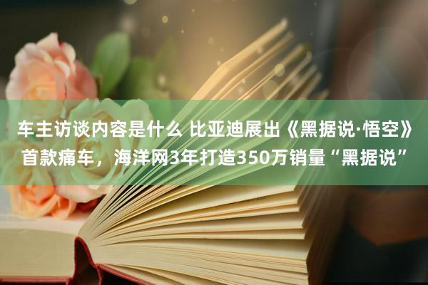 车主访谈内容是什么 比亚迪展出《黑据说·悟空》首款痛车，海洋网3年打造350万销量“黑据说”