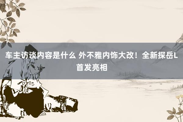 车主访谈内容是什么 外不雅内饰大改！全新探岳L首发亮相