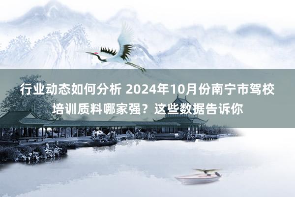 行业动态如何分析 2024年10月份南宁市驾校培训质料哪家强？这些数据告诉你