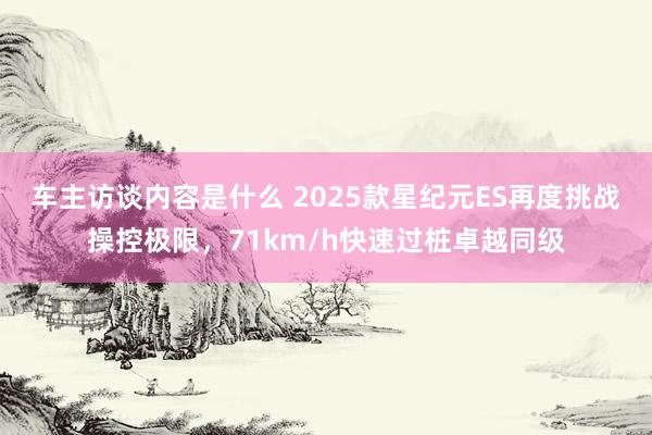 车主访谈内容是什么 2025款星纪元ES再度挑战操控极限，71km/h快速过桩卓越同级