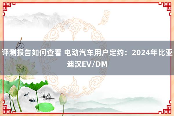 评测报告如何查看 电动汽车用户定约：2024年比亚迪汉EV/DM