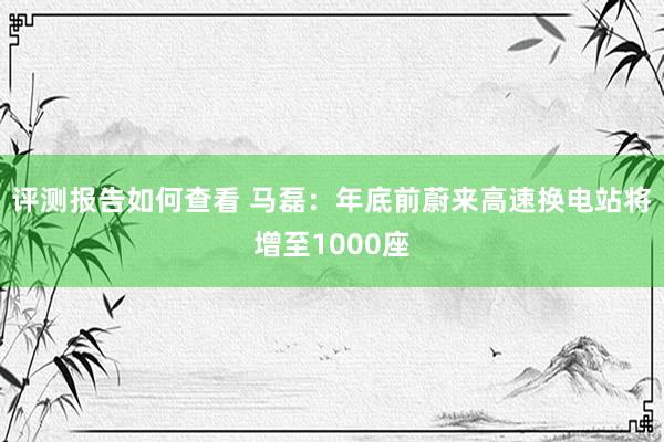 评测报告如何查看 马磊：年底前蔚来高速换电站将增至1000座