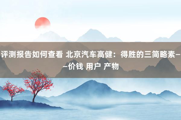 评测报告如何查看 北京汽车高健：得胜的三简略素——价钱 用户 产物