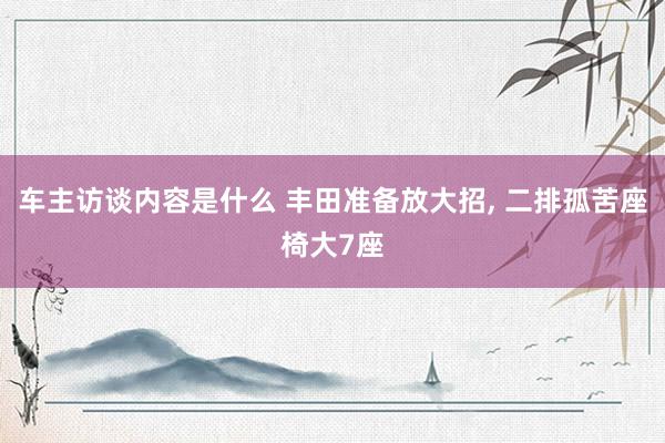 车主访谈内容是什么 丰田准备放大招, 二排孤苦座椅大7座