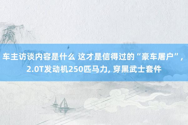 车主访谈内容是什么 这才是信得过的“豪车屠户”, 2.0T发动机250匹马力, 穿黑武士套件