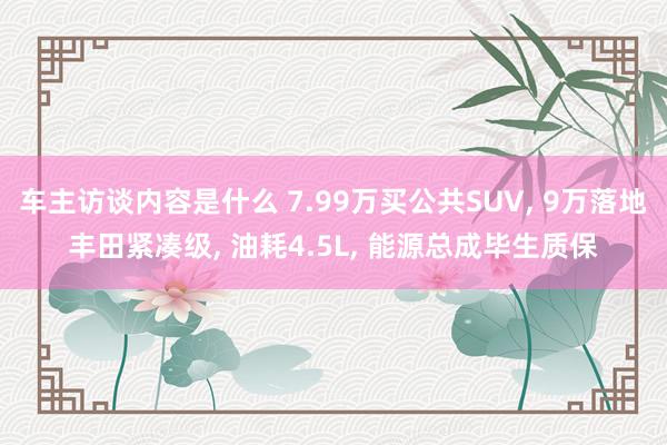 车主访谈内容是什么 7.99万买公共SUV, 9万落地丰田紧凑级, 油耗4.5L, 能源总成毕生质保