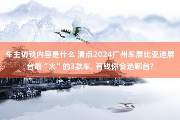 车主访谈内容是什么 清点2024广州车展比亚迪展台最“火”的3款车, 有钱你会选哪台?