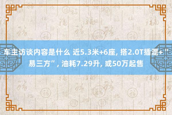 车主访谈内容是什么 近5.3米+6座, 搭2.0T插混+“易三方”, 油耗7.29升, 或50万起售