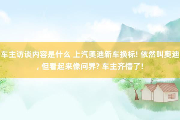 车主访谈内容是什么 上汽奥迪新车换标! 依然叫奥迪, 但看起来像问界? 车主齐懵了!