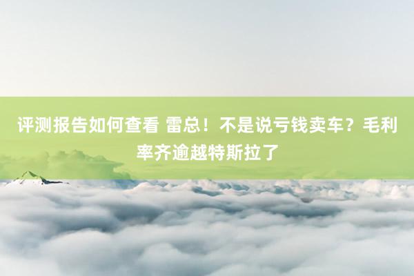 评测报告如何查看 雷总！不是说亏钱卖车？毛利率齐逾越特斯拉了