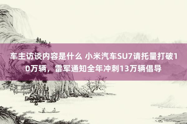 车主访谈内容是什么 小米汽车SU7请托量打破10万辆，雷军通知全年冲刺13万辆倡导