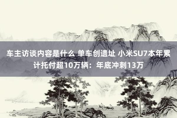 车主访谈内容是什么 单车创遗址 小米SU7本年累计托付超10万辆：年底冲刺13万