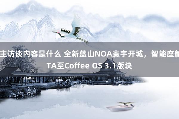 车主访谈内容是什么 全新蓝山NOA寰宇开城，智能座舱OTA至Coffee OS 3.1版块