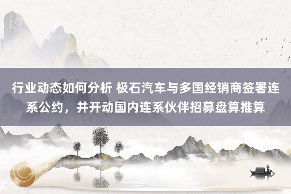 行业动态如何分析 极石汽车与多国经销商签署连系公约，并开动国内连系伙伴招募盘算推算