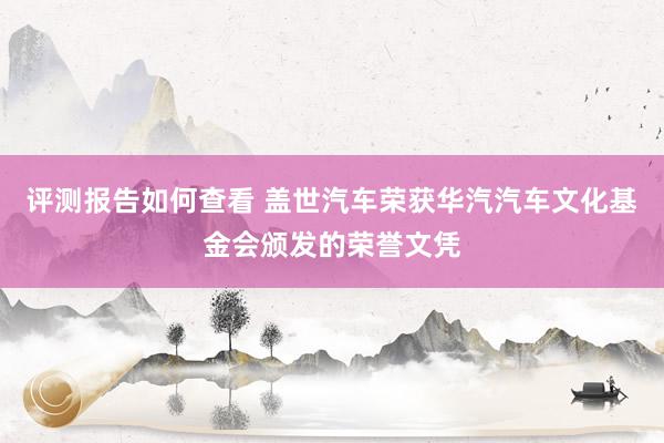 评测报告如何查看 盖世汽车荣获华汽汽车文化基金会颁发的荣誉文凭