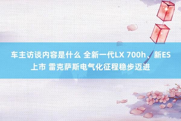 车主访谈内容是什么 全新一代LX 700h、新ES上市 雷克萨斯电气化征程稳步迈进