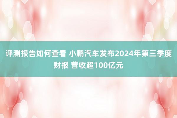 评测报告如何查看 小鹏汽车发布2024年第三季度财报 营收超100亿元