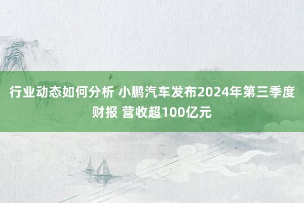 行业动态如何分析 小鹏汽车发布2024年第三季度财报 营收超100亿元