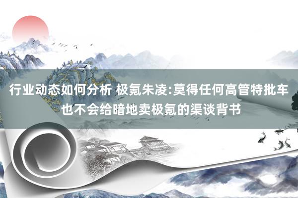 行业动态如何分析 极氪朱凌:莫得任何高管特批车 也不会给暗地卖极氪的渠谈背书